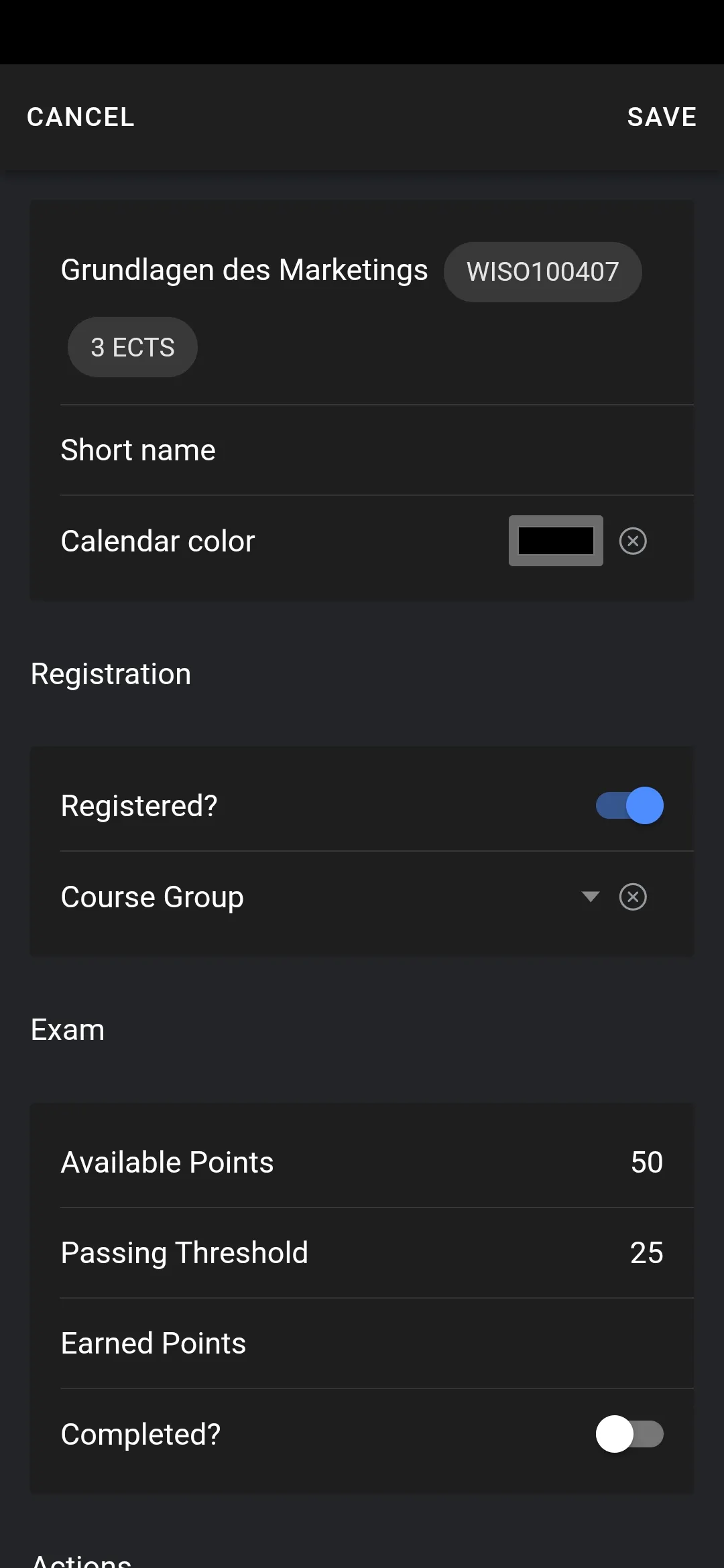 Course Details – Exams & Grades