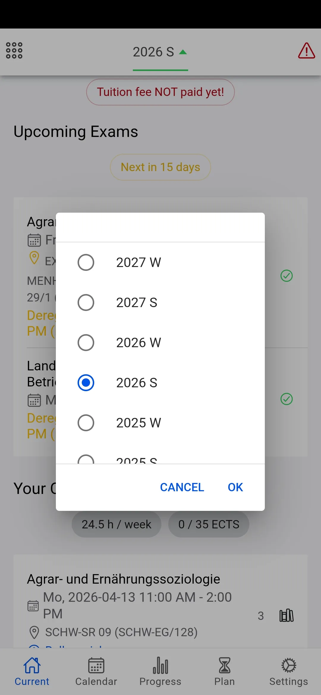 Start Page – Tuition Fee Reminder