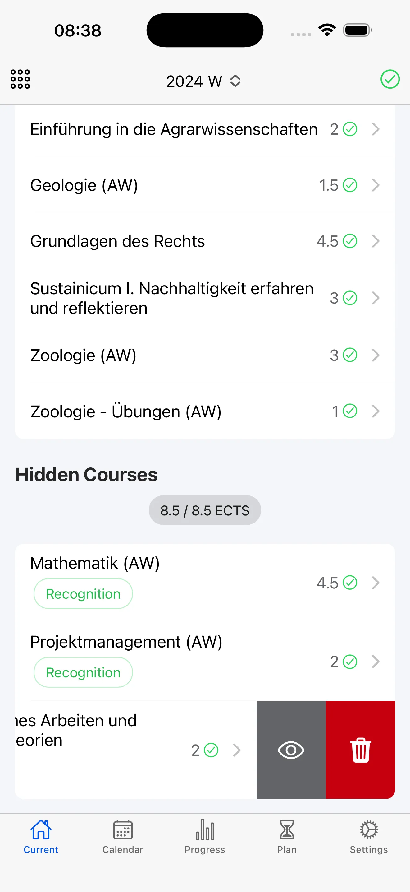 Start Page – Hidden Courses & Course Management